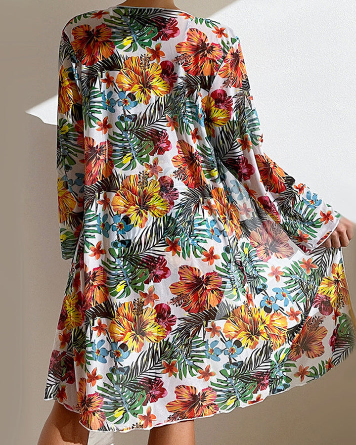 Tredelat tropiskt blommigt bikiniset - Dixie