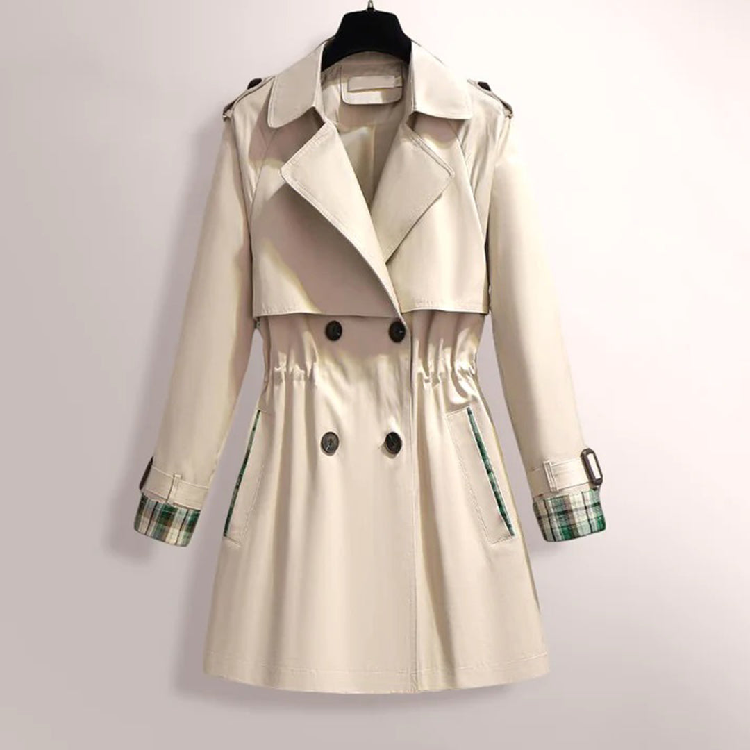 Trenchcoat - Dubbelknäppt - V-ringad - Midilång kappa - Trenchcoat för dam