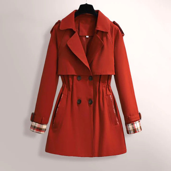 Trenchcoat - Dubbelknäppt - V-ringad - Midilång kappa - Trenchcoat för dam