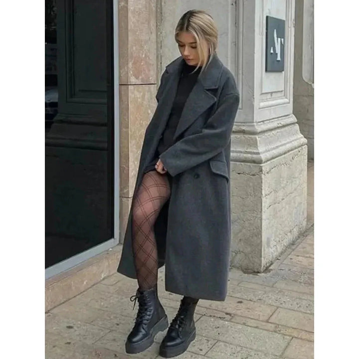 Trenchcoat i ull - Dubbelknäppt - Oversized - Lång ullrock - Vinterrockar & jackor för dam