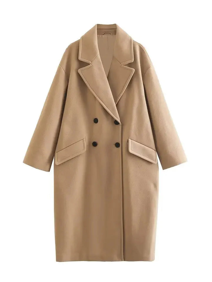 Trenchcoat i ull - Dubbelknäppt - Oversized - Lång ullrock - Vinterrockar & jackor för dam
