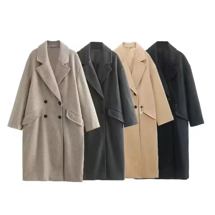 Trenchcoat i ull - Dubbelknäppt - Oversized - Lång ullrock - Vinterrockar & jackor för dam