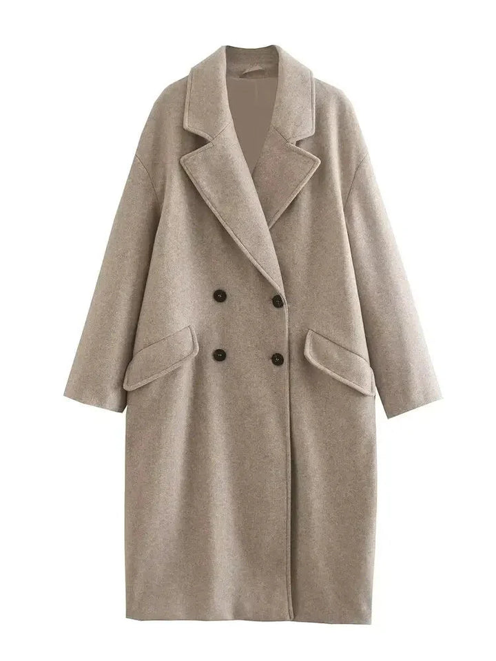 Trenchcoat i ull - Dubbelknäppt - Oversized - Lång ullrock - Vinterrockar & jackor för dam