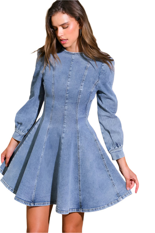 Kvinnors Denim Skater Mini Klänning – Trendig Sommarstil