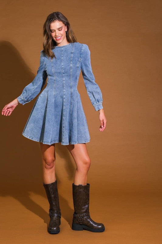 Kvinnors Denim Skater Mini Klänning – Trendig Sommarstil
