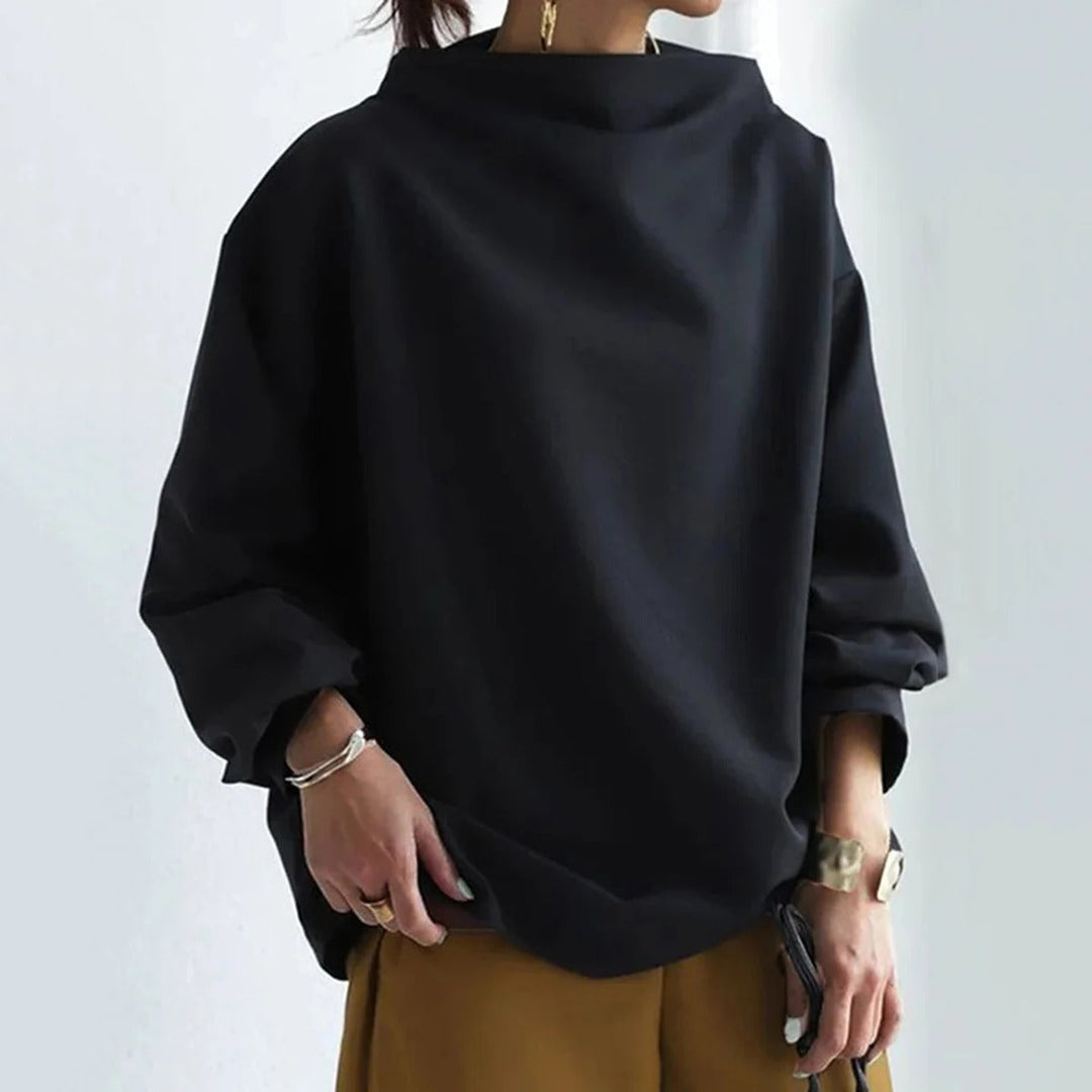 Tröja | Hög hals | Svart | Oversized Pullover | Damkläder