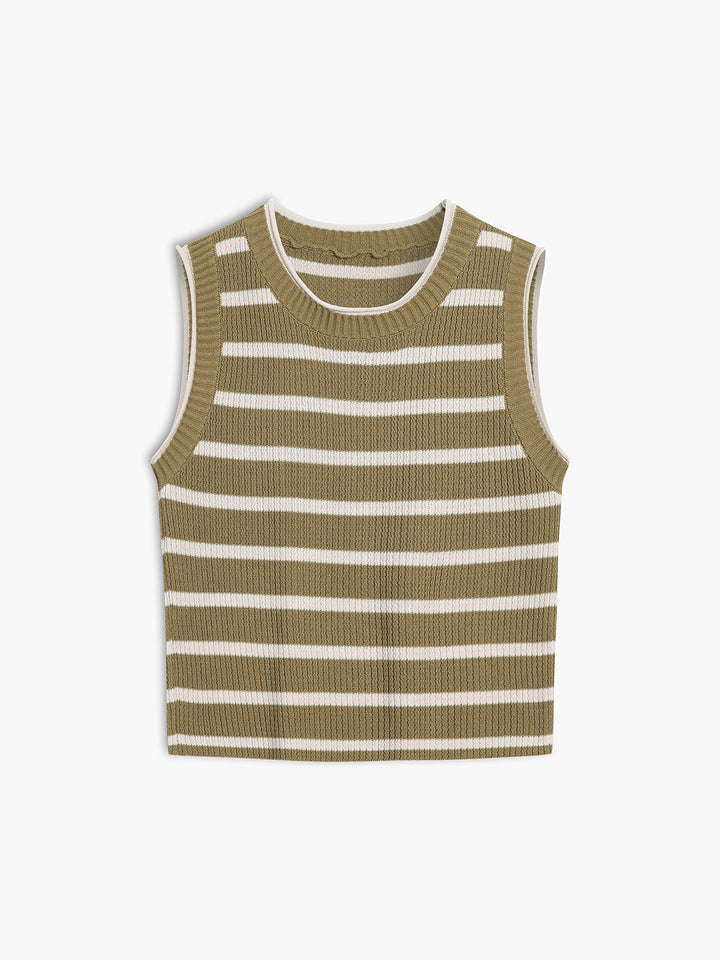 Tröja Vest - Stickad - Randig - Jumper Ärmlös - Damstickat