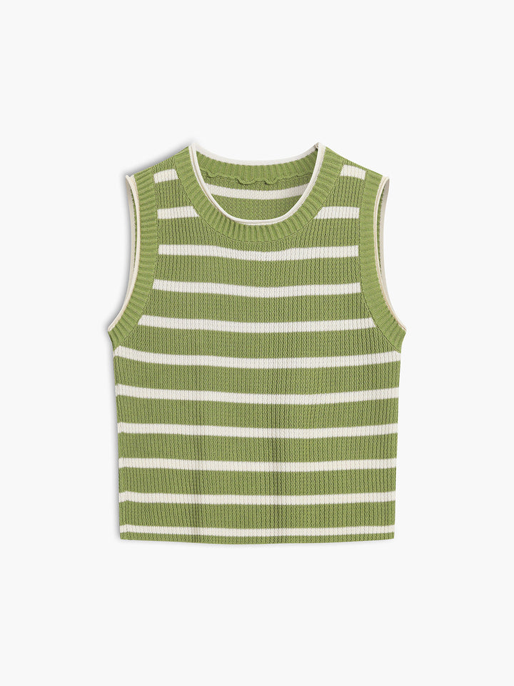 Tröja Vest - Stickad - Randig - Jumper Ärmlös - Damstickat