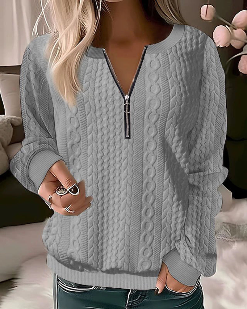 Tröja med halv dragkedja | Loose Fit | Långärmad | Pullover med halv dragkedja | Damkläder