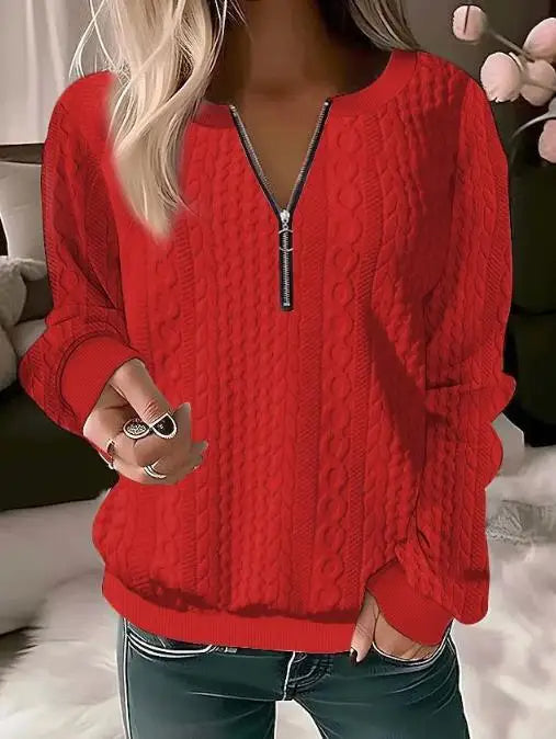 Tröja med halv dragkedja | Loose Fit | Långärmad | Pullover med halv dragkedja | Damkläder