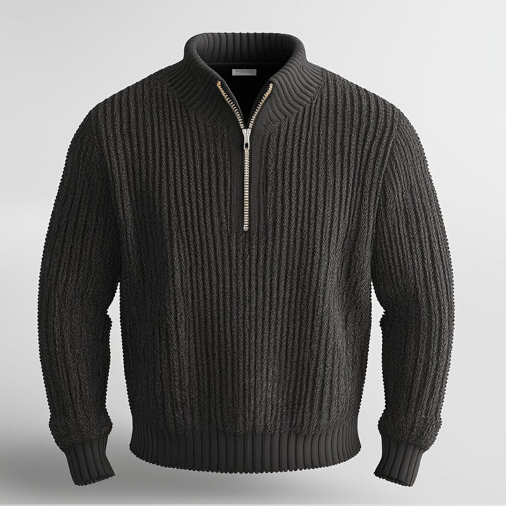 Tröja med halv dragkedja | Varm | Pullover | Stickad tröja | Jumper med halv dragkedja för män