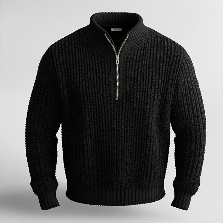Tröja med halv dragkedja | Varm | Pullover | Stickad tröja | Jumper med halv dragkedja för män