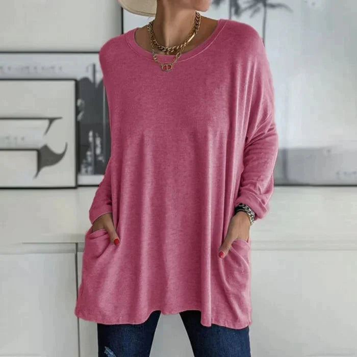 Tunikaskjorta | Loose Fit | Långärmad | Lång blus | Damkläder