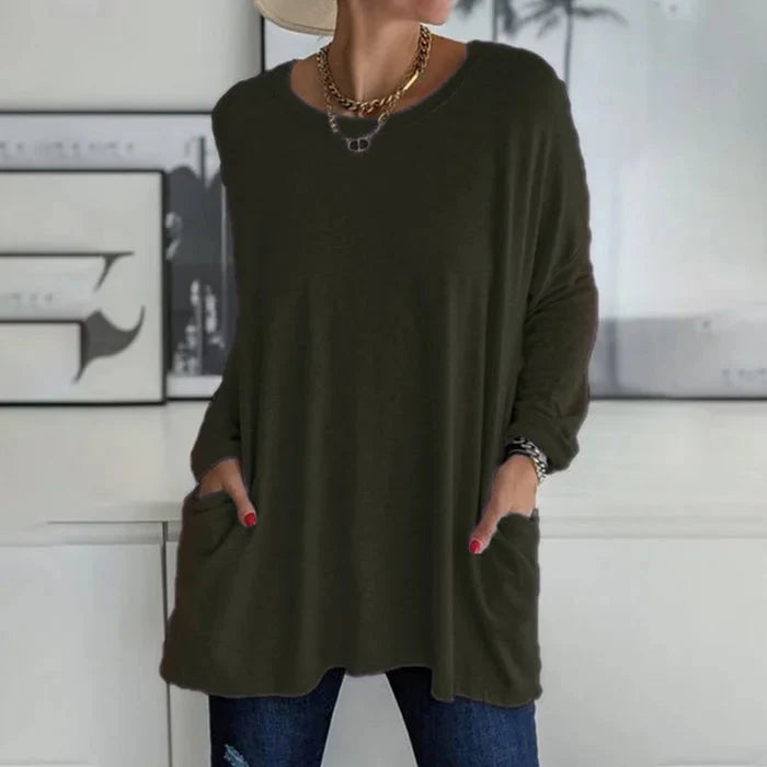 Tunikaskjorta | Loose Fit | Långärmad | Lång blus | Damkläder