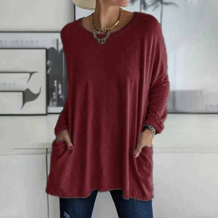 Tunikaskjorta | Loose Fit | Långärmad | Lång blus | Damkläder