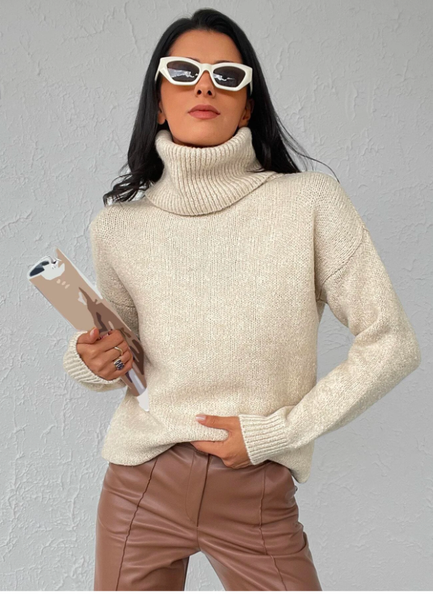 Turtleneck | Hög hals | Långärmad | Stickad tröja | Damstickat