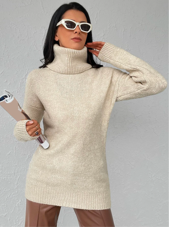 Turtleneck | Hög hals | Långärmad | Stickad tröja | Damstickat