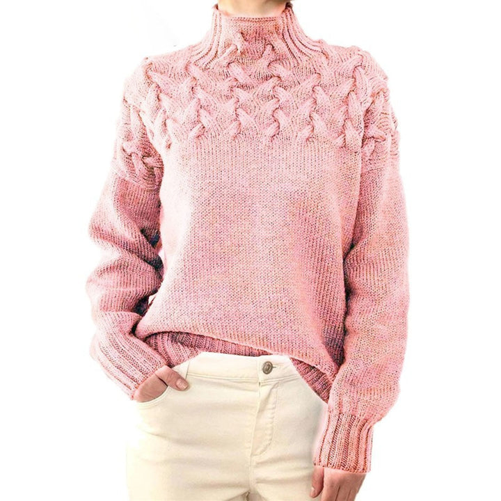 Turtleneck - Långärmad - Loose Fit - Stickad tröja - Pullover för kvinnor