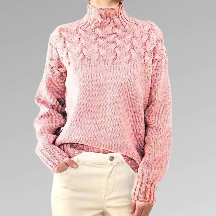 Turtleneck - Långärmad - Loose Fit - Stickad tröja - Pullover för kvinnor