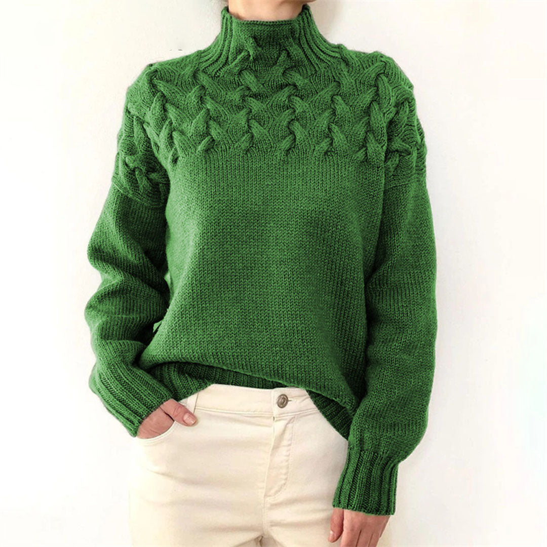 Turtleneck - Långärmad - Loose Fit - Stickad tröja - Pullover för kvinnor