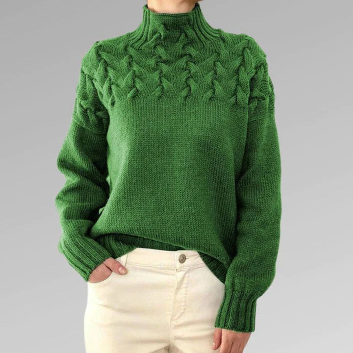 Turtleneck - Långärmad - Loose Fit - Stickad tröja - Pullover för kvinnor