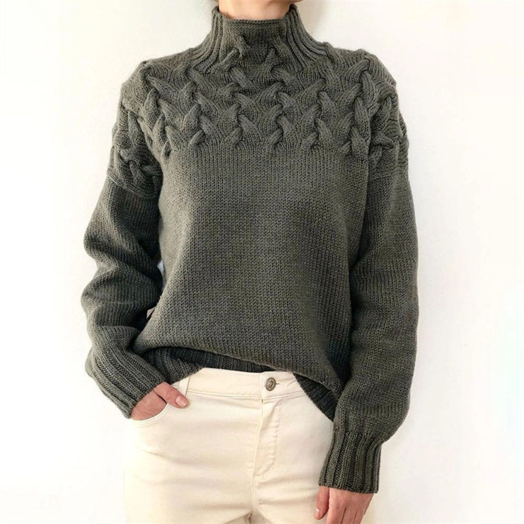 Turtleneck - Långärmad - Loose Fit - Stickad tröja - Pullover för kvinnor