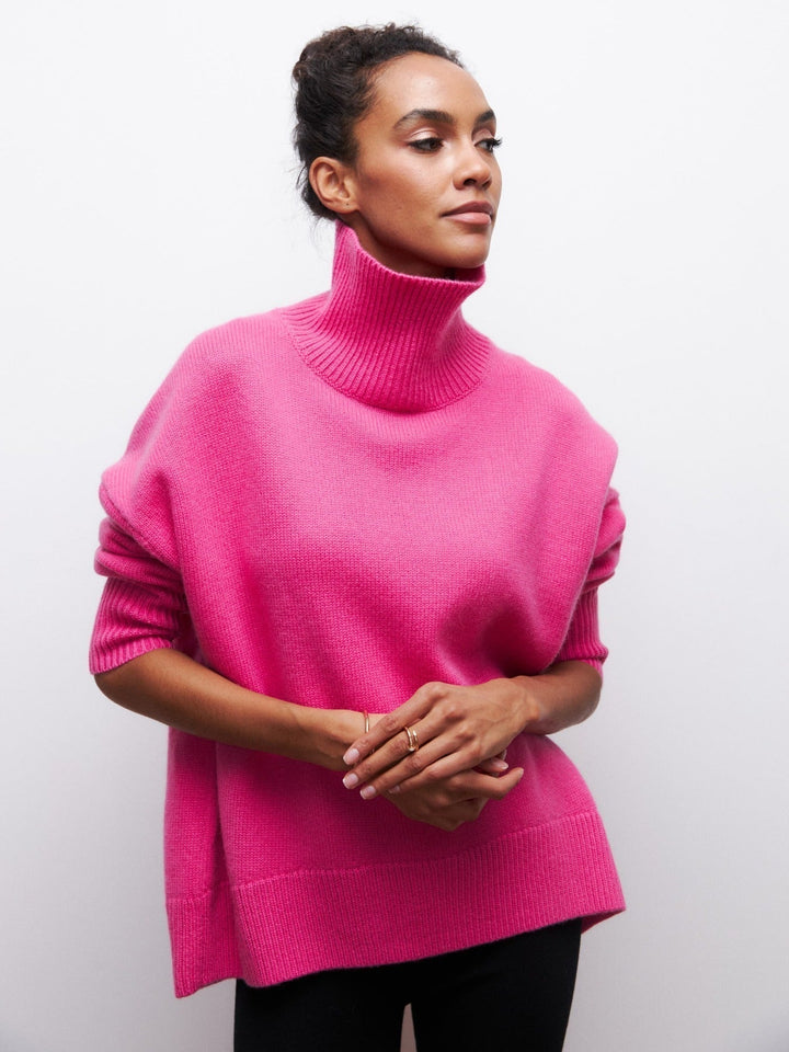 Turtleneck-tröja | Hög hals | Oversized | Stickad tröja | Damstickat