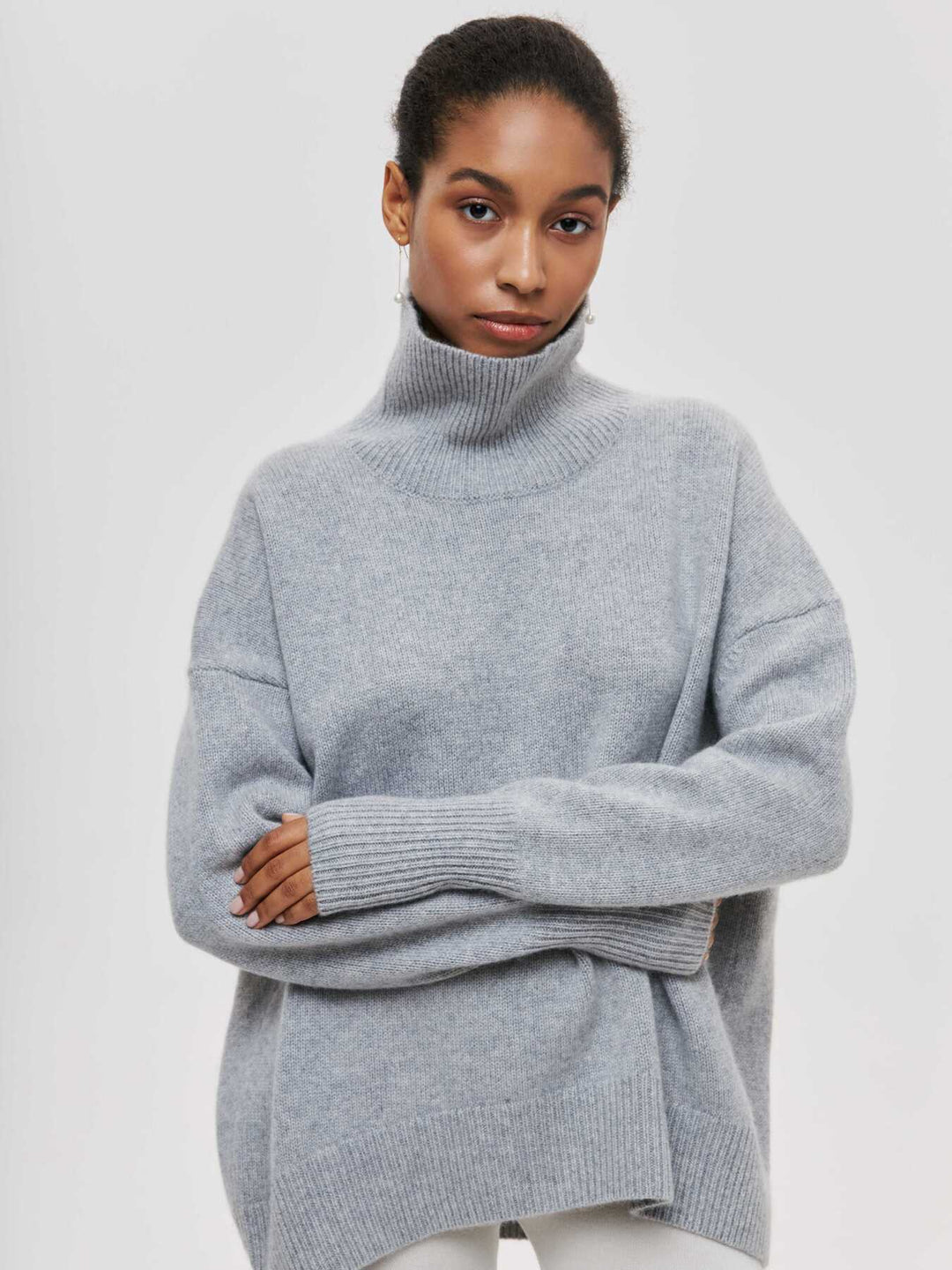 Turtleneck-tröja | Hög hals | Oversized | Stickad tröja | Damstickat