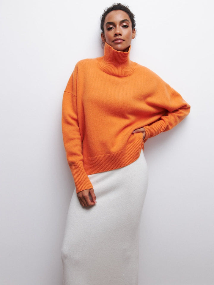 Turtleneck-tröja | Hög hals | Oversized | Stickad tröja | Damstickat