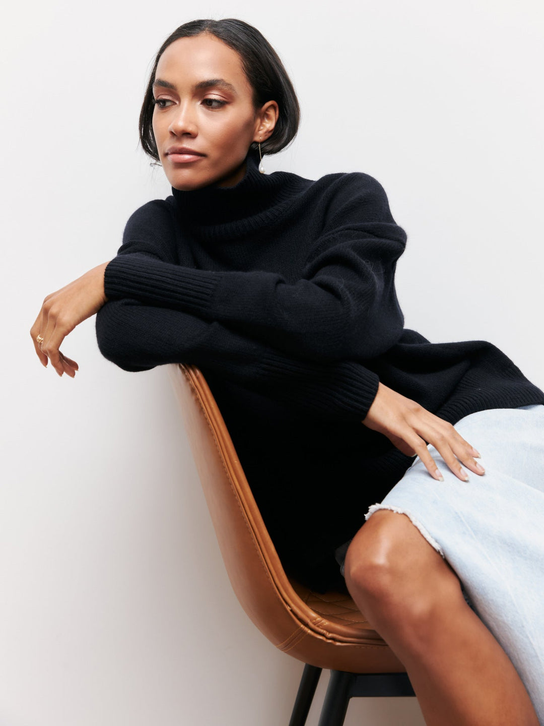 Turtleneck-tröja - Loose Fit - Hög hals - Stickad tröja - Vinterkläder för kvinnor