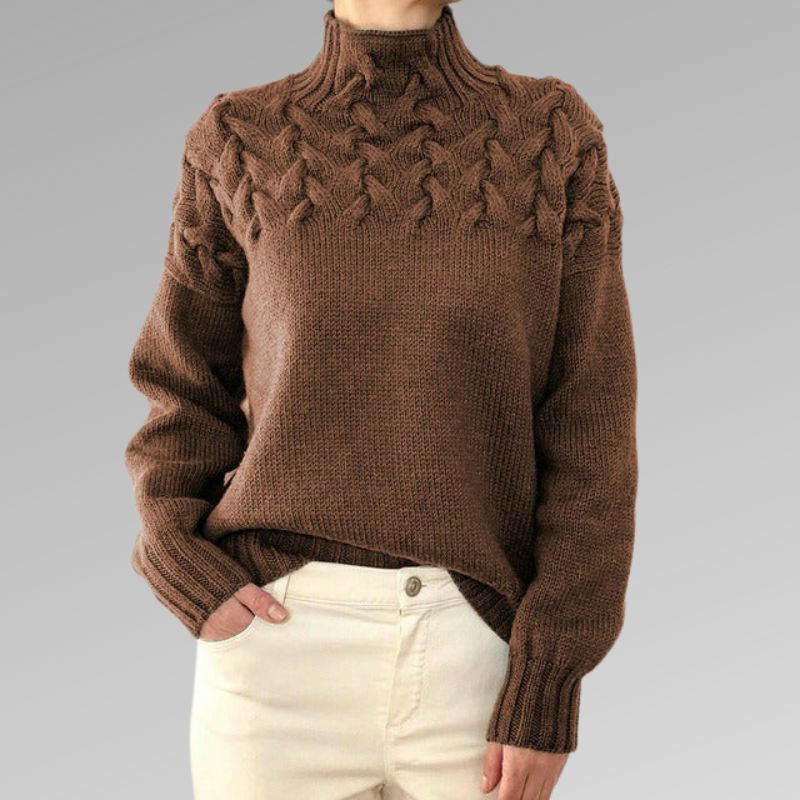Turtleneck-tröja | Varm | Loose Fit | Stickad tröja | Damstickat
