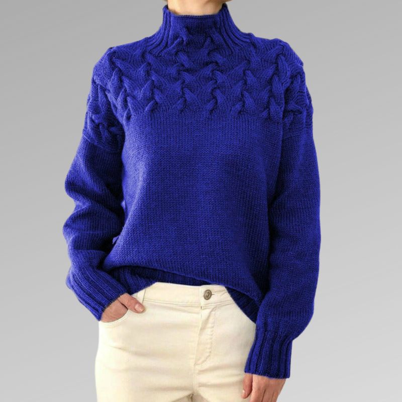 Turtleneck-tröja | Varm | Loose Fit | Stickad tröja | Damstickat