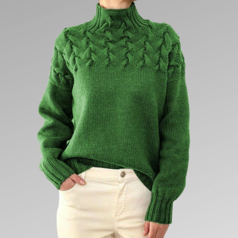 Turtleneck-tröja | Varm | Loose Fit | Stickad tröja | Damstickat