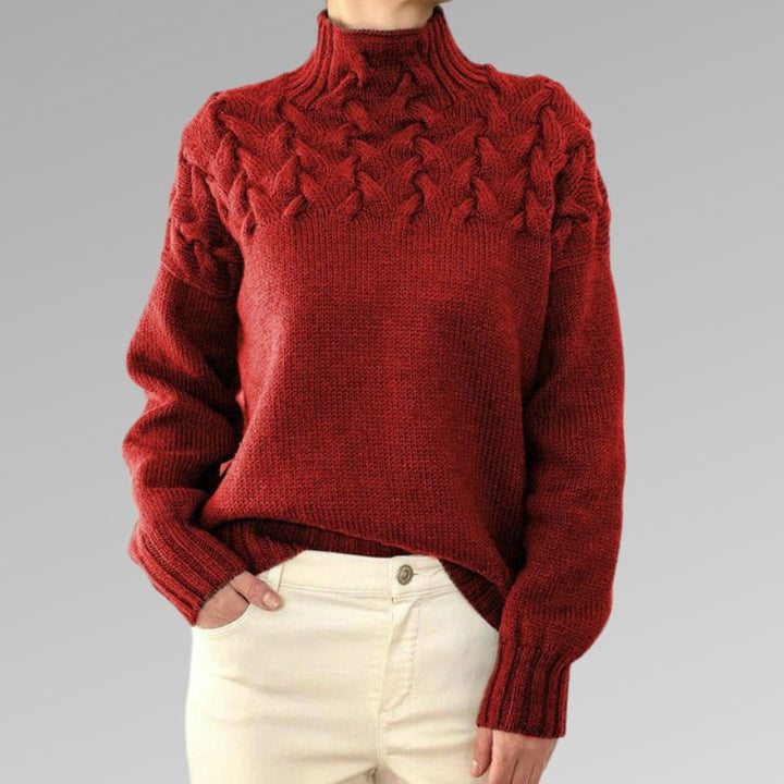 Turtleneck-tröja | Varm | Loose Fit | Stickad tröja | Damstickat
