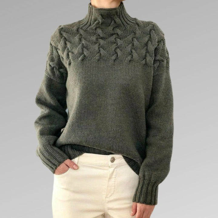 Turtleneck-tröja | Varm | Loose Fit | Stickad tröja | Damstickat
