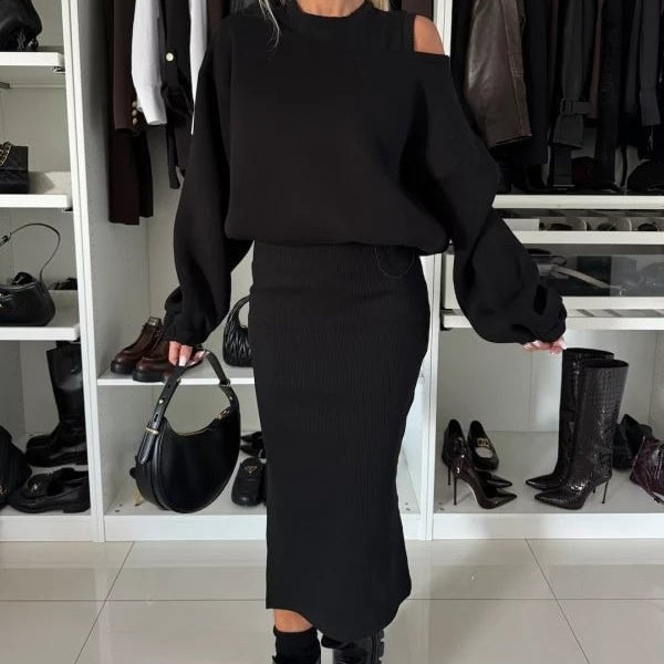 Tvådelat Set | Midi | Långärmad | Kjol- och skjortset | Co-Ord Set Women