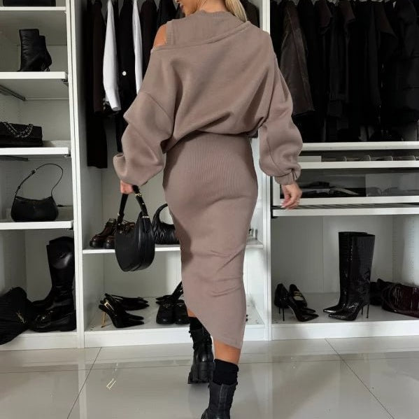 Tvådelat Set | Midi | Långärmad | Kjol- och skjortset | Co-Ord Set Women