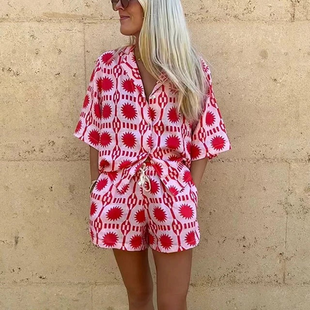 Tvådelat set | Sommar | Löst sittande | Shorts och skjorta Set | Co-Ord Sets Kvinnor