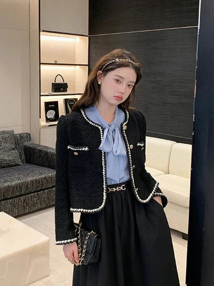 Tweedkavaj - Svart - Vintage - Tweed Blazer - Damkavaj