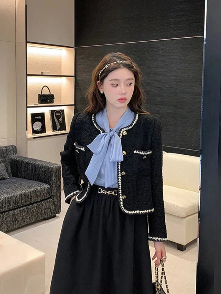 Tweedkavaj - Svart - Vintage - Tweed Blazer - Damkavaj