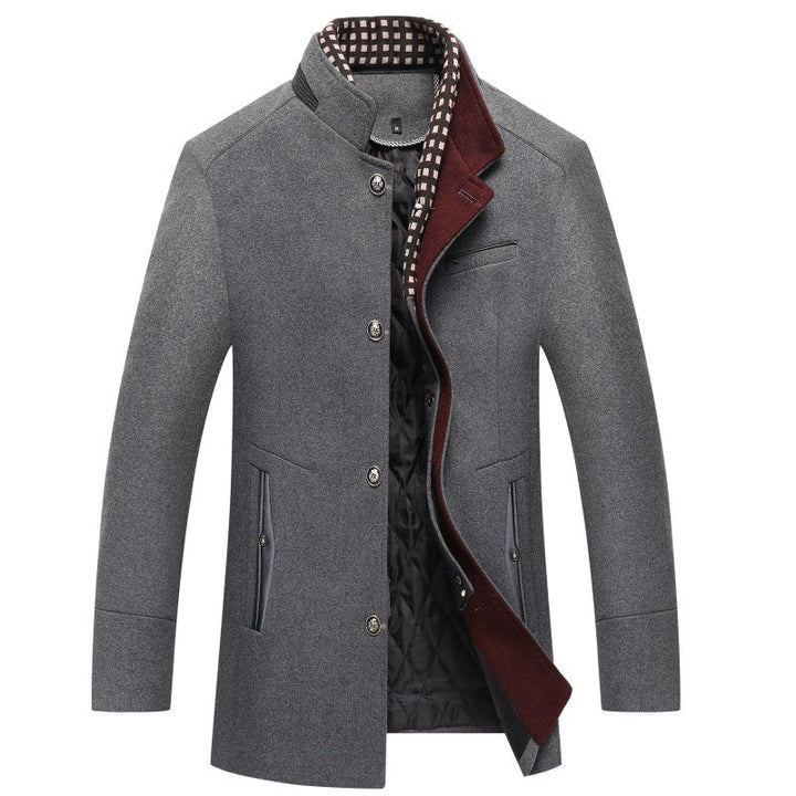 Ullrock | Enkelknäppt | Quiltat foder | Trenchcoat i ull | Vinterjacka för män