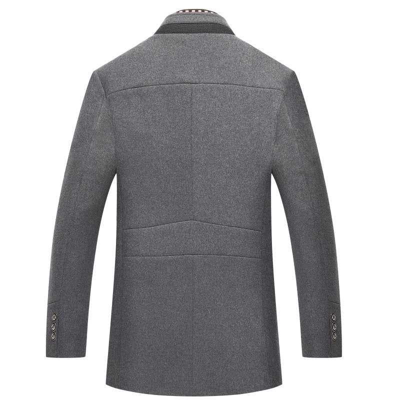 Ullrock | Enkelknäppt | Quiltat foder | Trenchcoat i ull | Vinterjacka för män