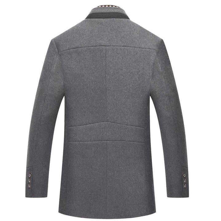 Ullrock | Enkelknäppt | Quiltat foder | Trenchcoat i ull | Vinterjacka för män