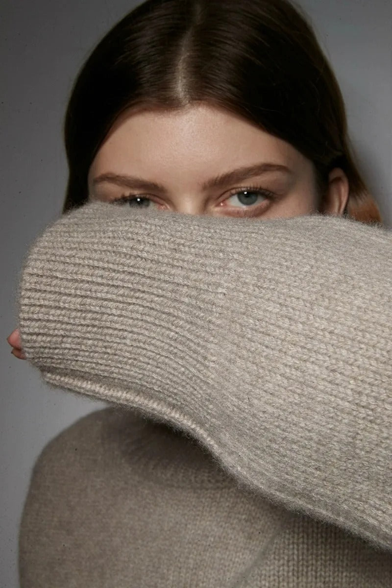 Ulltröja | Loose Fit | Turtleneck | Stickad tröja | Vinterkläder för kvinnor