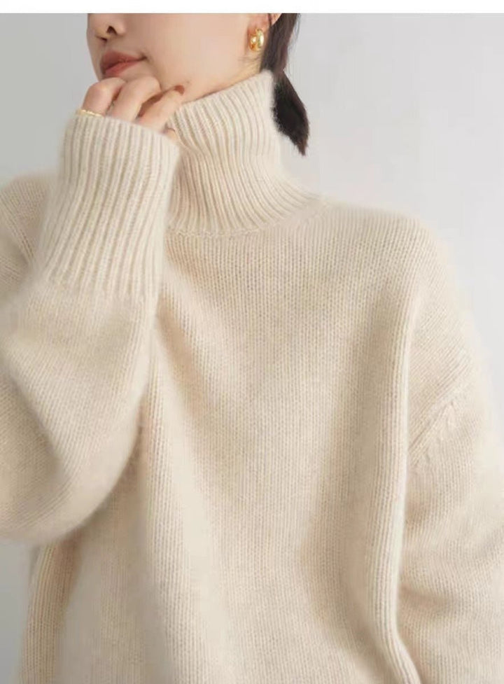 Ulltröja | Loose Fit | Turtleneck | Stickad tröja | Vinterkläder för kvinnor