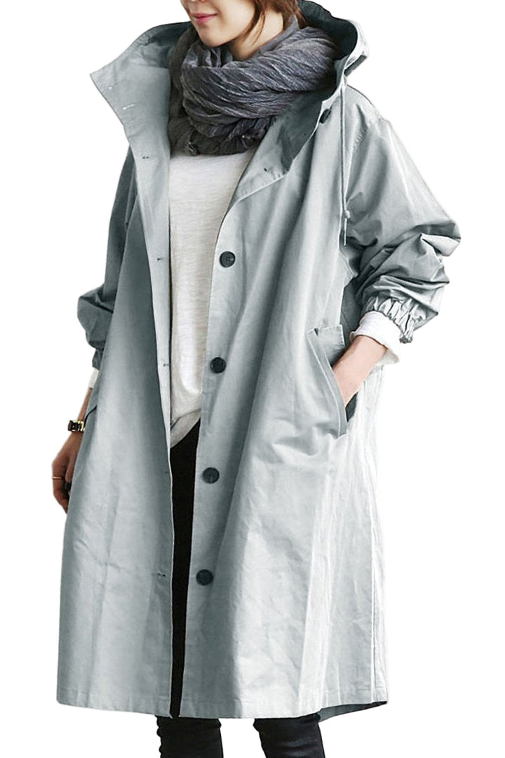 Vattentålig damtrenchcoat med huva och klassisk design