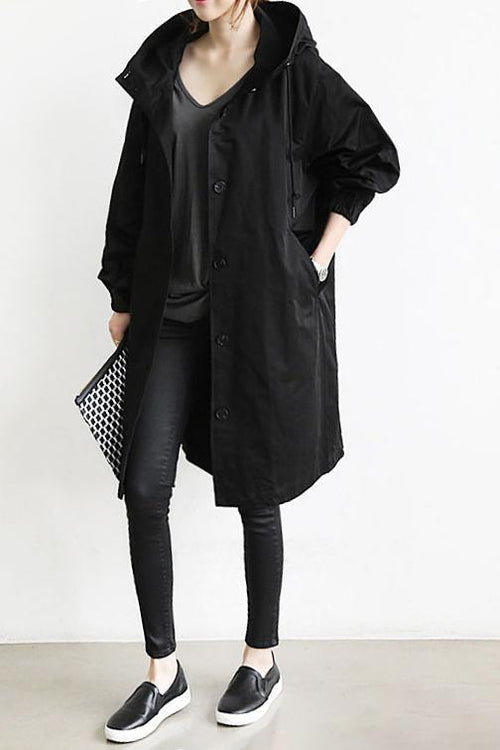 Vattentålig damtrenchcoat med huva och klassisk design