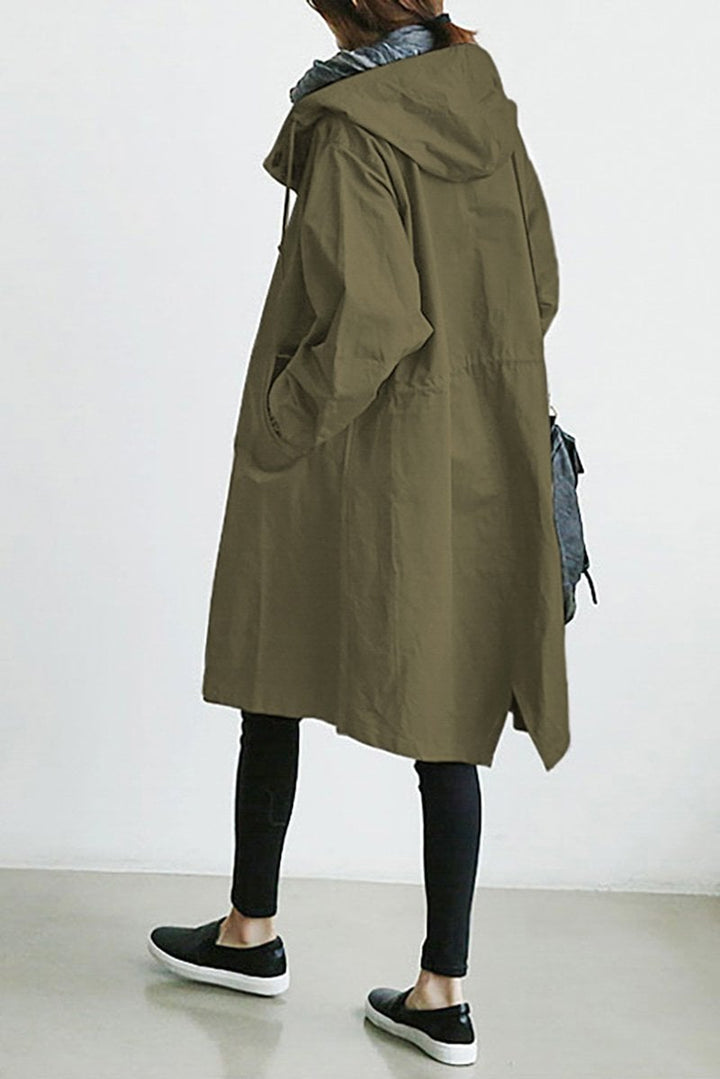Vattentålig damtrenchcoat med huva och klassisk design