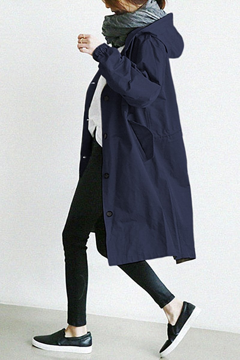 Vattentålig damtrenchcoat med huva och klassisk design