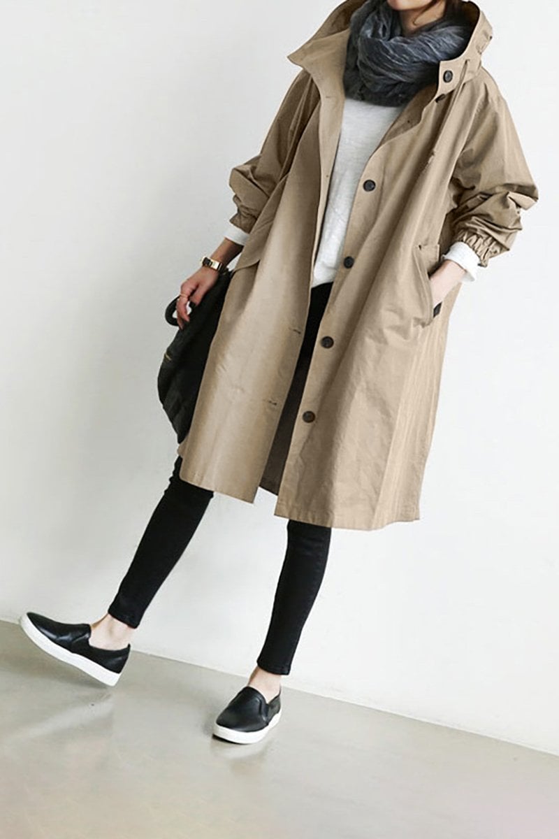 Vattentålig damtrenchcoat med huva och klassisk design